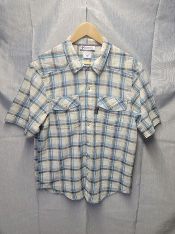 Chemise Columbia carreaux bleu beige M – outdoor randonnée