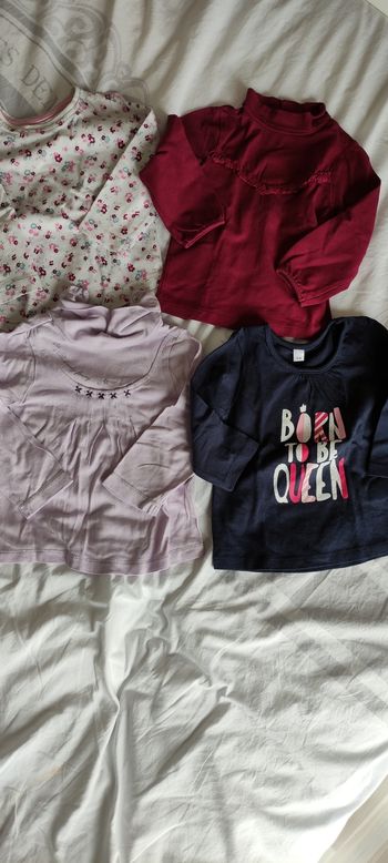 Lot de 4 t.shirts manches longues 12 mois