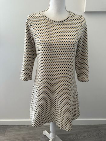 Robe à carreaux blanche crème moutarde et grise Yessica T36 S