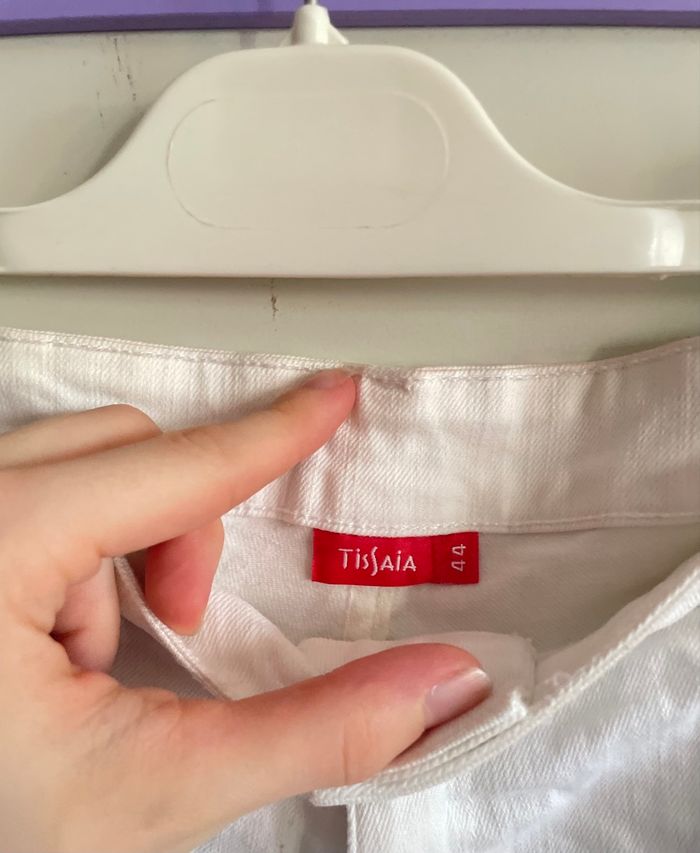 Short blanc en jean, taille 44, marque Tissaia - photo numéro 2