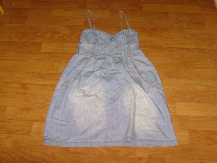 Robe PIMKIE jean léger dos nu smockée taille 34 TBE