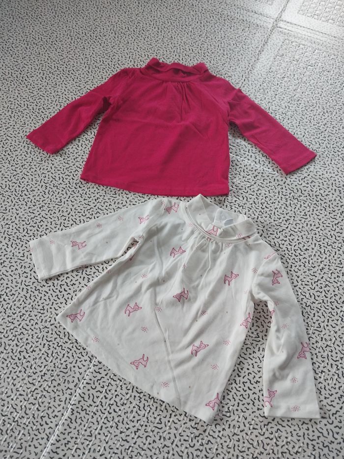 Lot 2 hauts manches longues bébé – 6 mois – Tex Baby