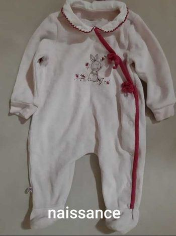 pyjama velours naissance fille - lapin - Sergent Major