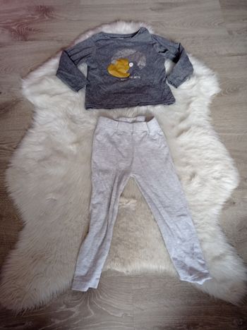 Lot bébé fille t-shirt obaibi 23 mois + legging gris sans marque 86/92 cm