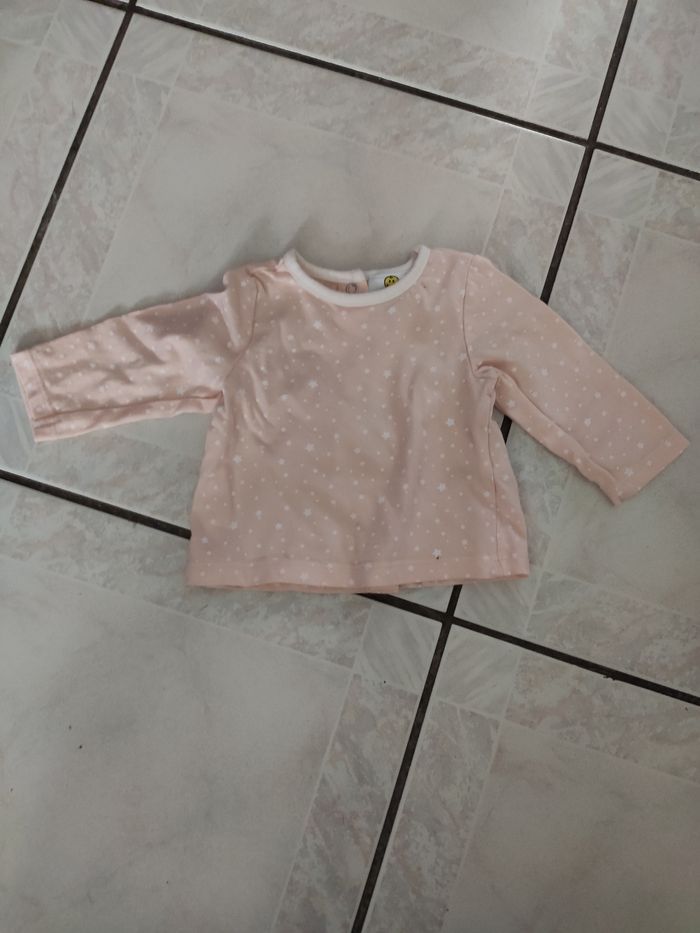 Tee shirt manches longues smiley baby 1 mois abricot