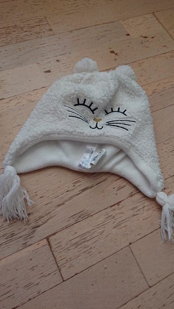 Bonnet tête de chat blanc