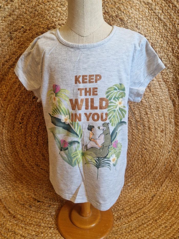 Jolie tee-shirt gris livre de la jungle fille disney 6 ans
