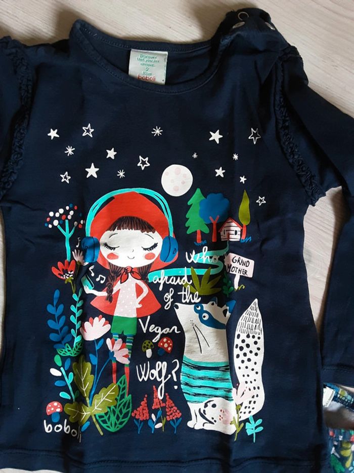 Ensemble fleurs lune chaperon rouge T. 2 ans (92cm) - photo numéro 2