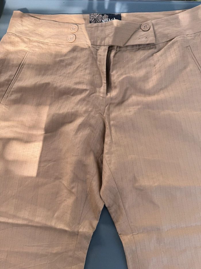 Pantalon beige coupe large femme