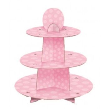 Stand à gâteau rose.