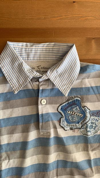 Polo manches longues 10 ans bleu/ gris