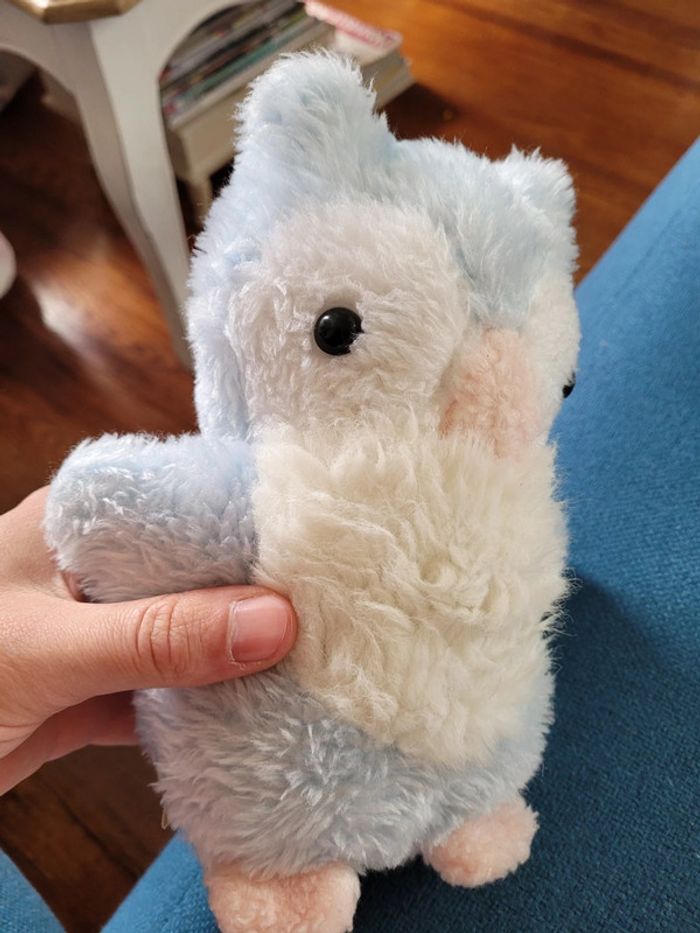 RARE Peluche hibou chouette 22cm Boulgom Made in France doudou collection bleu blanc - photo numéro 3