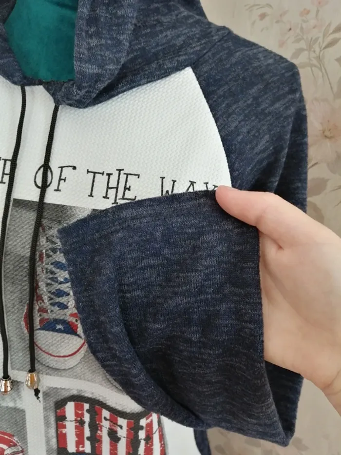 Sweat fin à capuche bleu foncé chiné thème royaume-uni / sans marque / (TU) - photo numéro 6