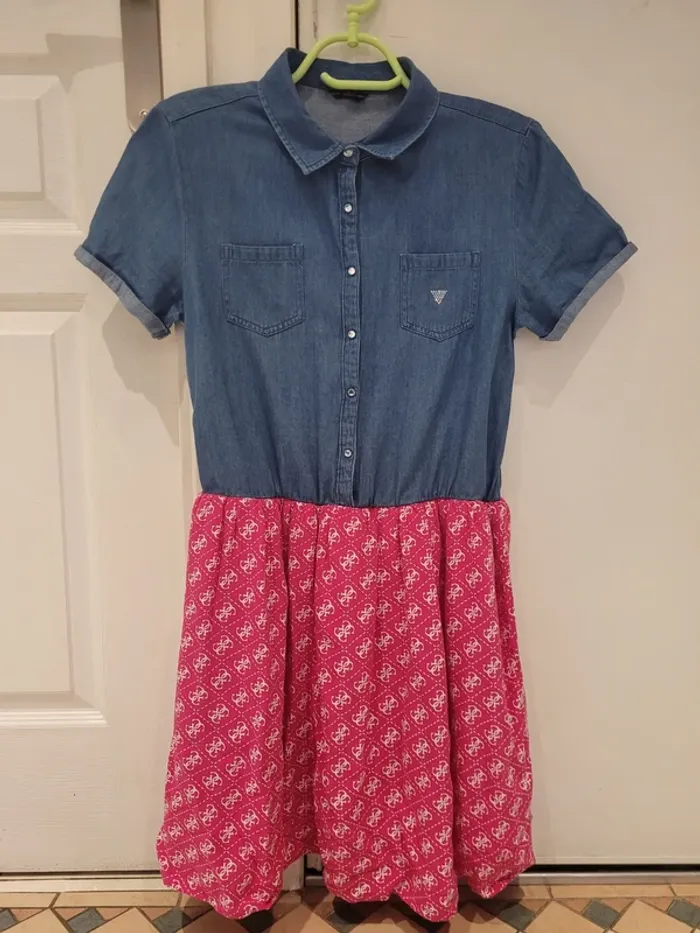 Robe haut en jean et double jupon 100% coton
