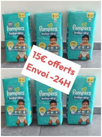 336 Couches Pampers taille 2 BABY DRY 👌 ENVOI RAPIDE 