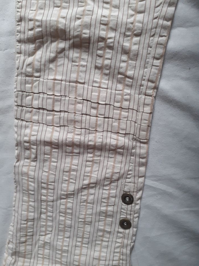 Pantalon beige à carreaux avec 2 grandes poches exterieures motif broderies - photo numéro 5