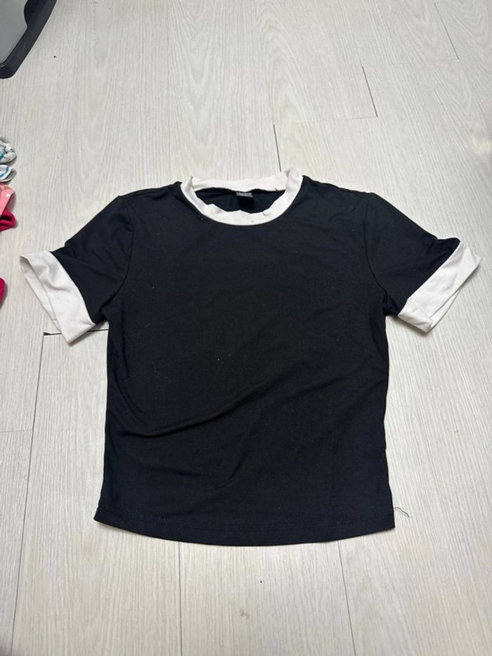 T-shirt manches courtes noir et blanc shein XS