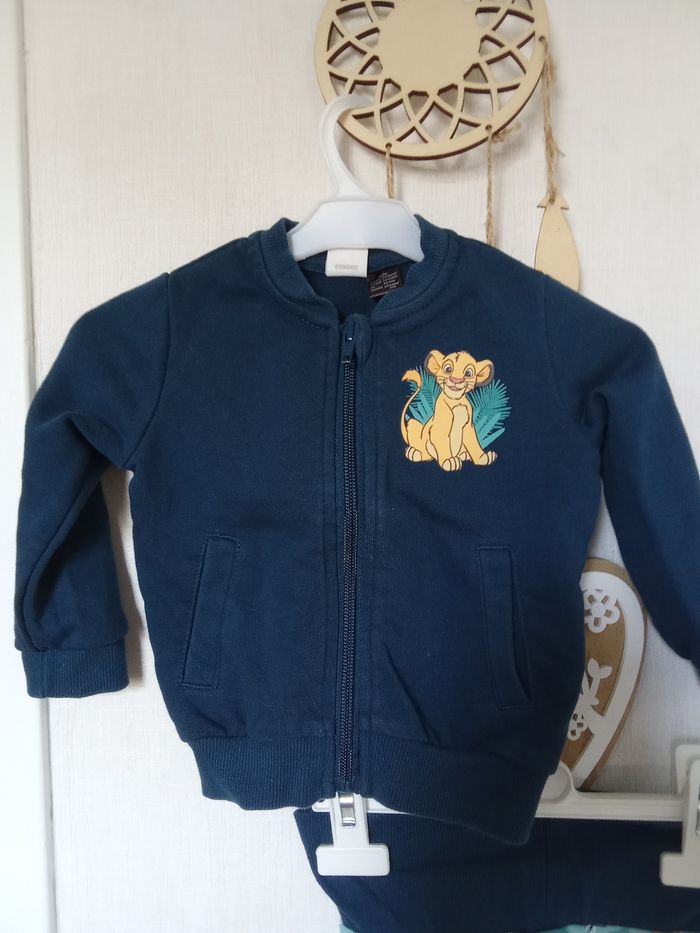 Ensemble garçon bébé 2-6 mois  simba gilet, pantalon, bleu canard, jaune hiver - photo numéro 2