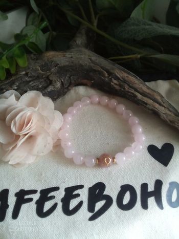 Bracelet pierres naturelles quartz rose et rhodonite