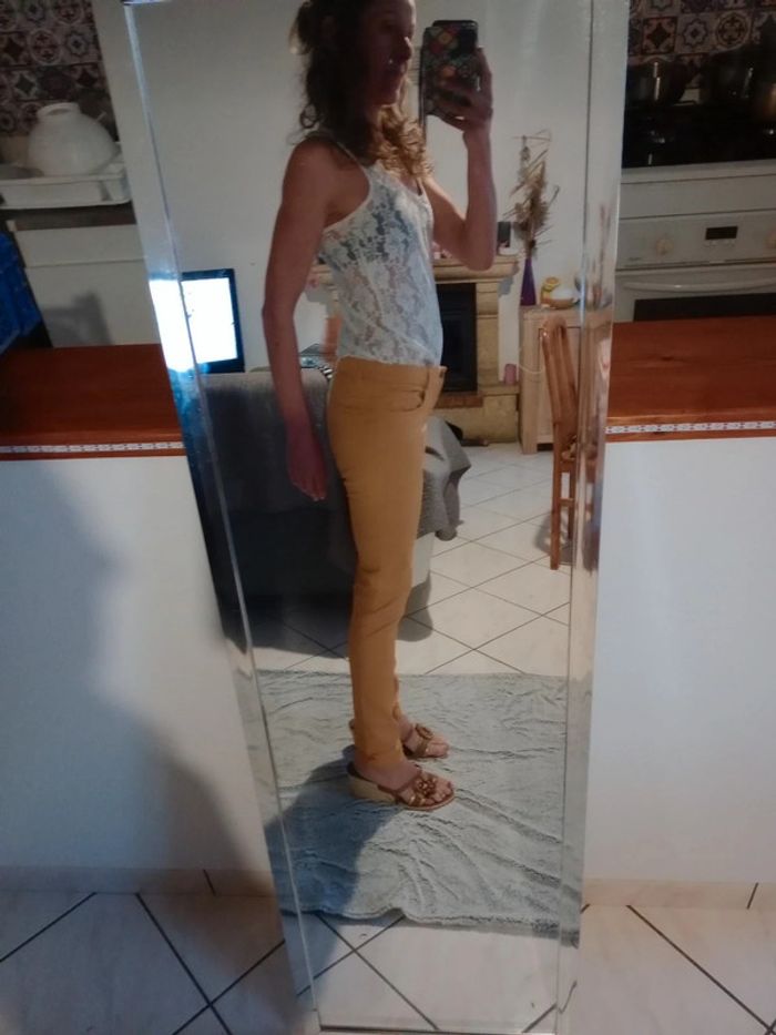 Pantalon femme slim 36 moutarde c8 - photo numéro 3