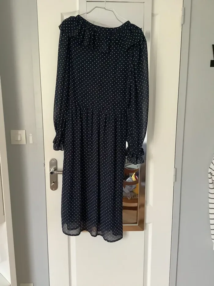 Robe à pois longue bleu marine - photo numéro 2