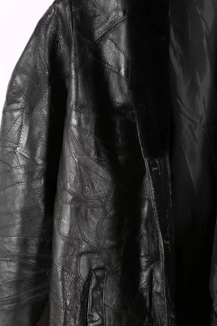 Adorable manteau vintage 80's en cuir motif patchwork (#240489) - photo numéro 9