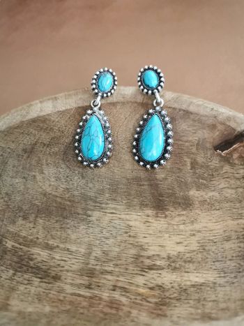 Boucles d'oreilles style cowboy country turquoise