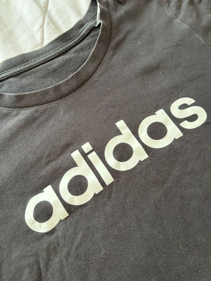 Lot 2 t-shirts Adidas femme S / 36 – noir logo blanc – coton - photo numéro 5