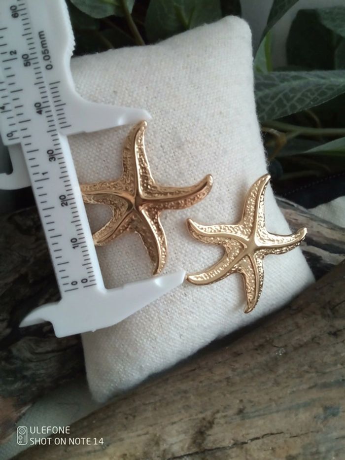 Boucles d'oreilles bohèmes étoiles de mer dorées - photo numéro 2