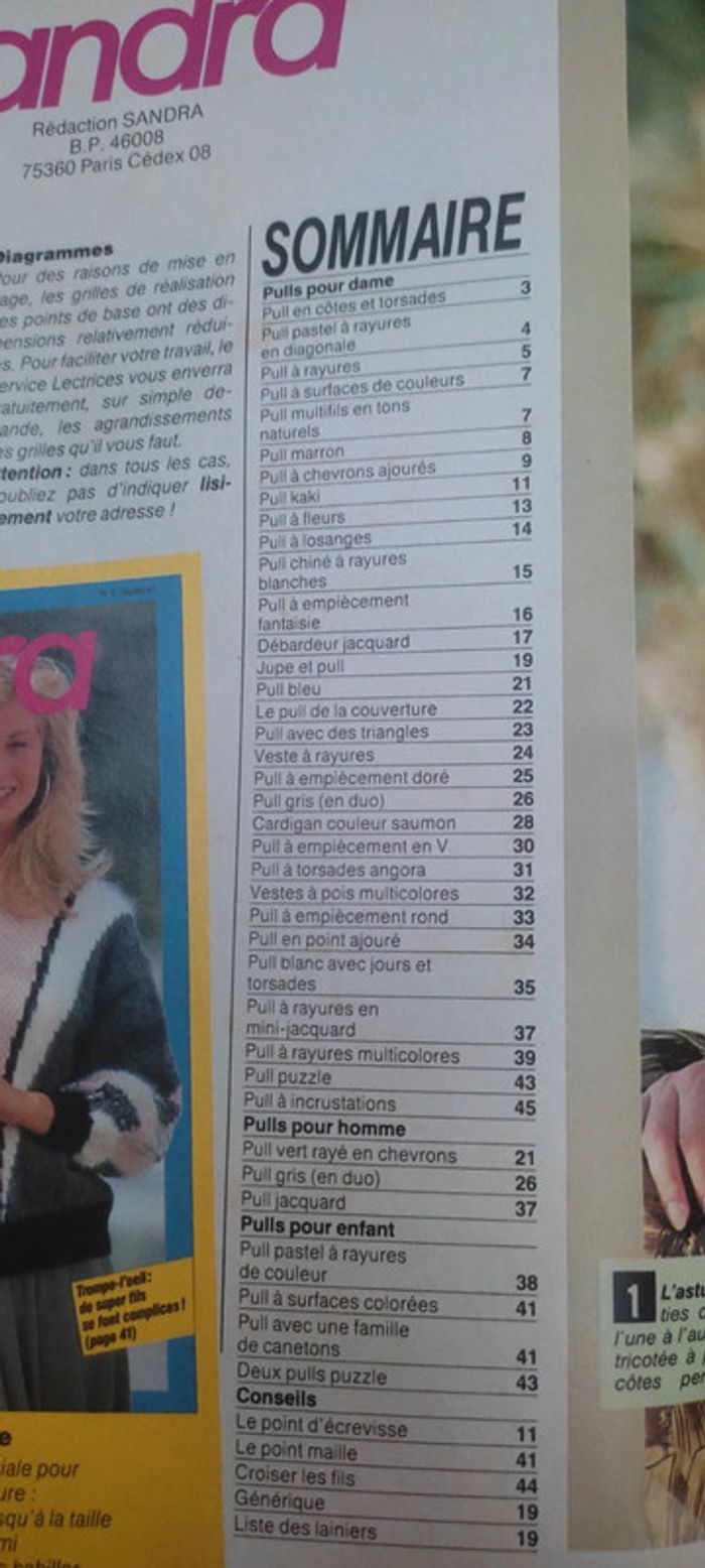 Catalogue tricot Sandra vintage avril 1989 - photo numéro 2