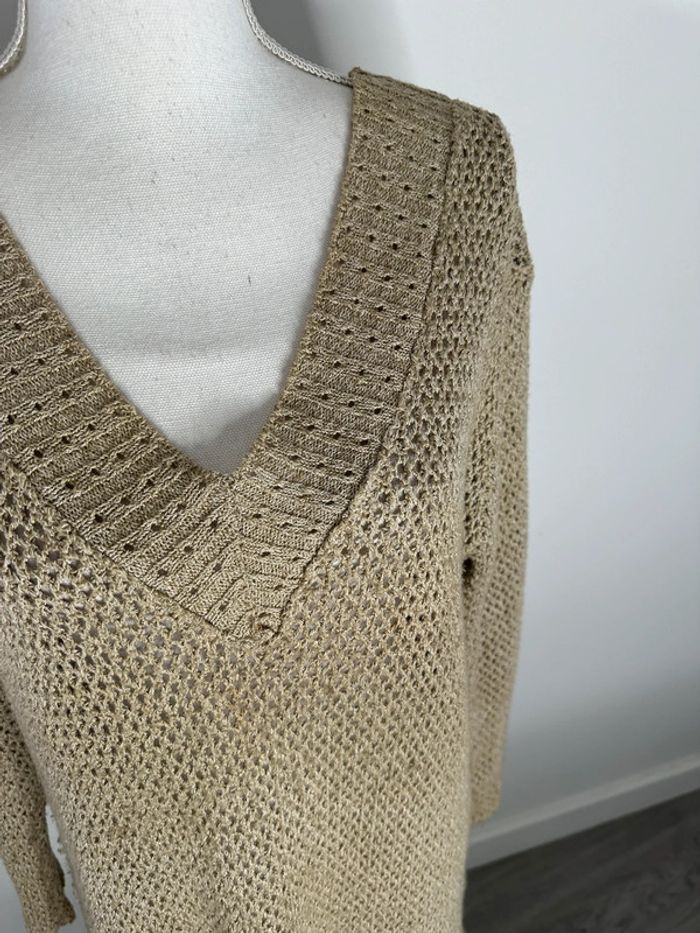 Robe pull oversize en crochet tricot beige crème Vintage T38 M - photo numéro 2