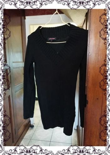 Pull hiver noir col v coton Jennyfer S/36 y2k