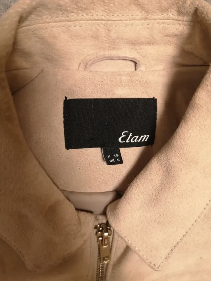 Blouson en cuir véritable beige etam - photo numéro 2