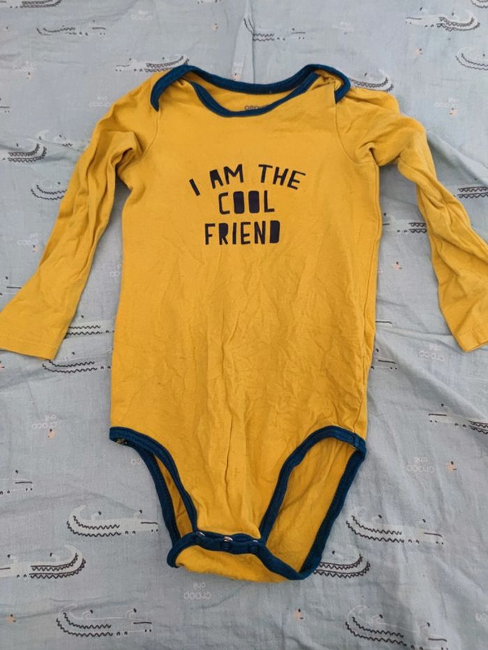 Lot de 2 body manches longues bleu et jaune T.24 mois - photo numéro 4