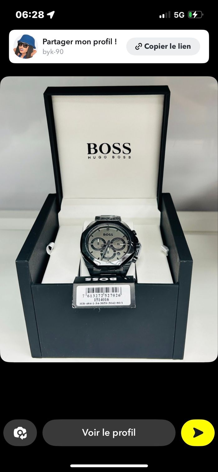 MONTRE CHRONOGRAPHE EN ACIER PLAQUÉ NOIR AVEC BRACELET À MAILLONS - photo numéro 5