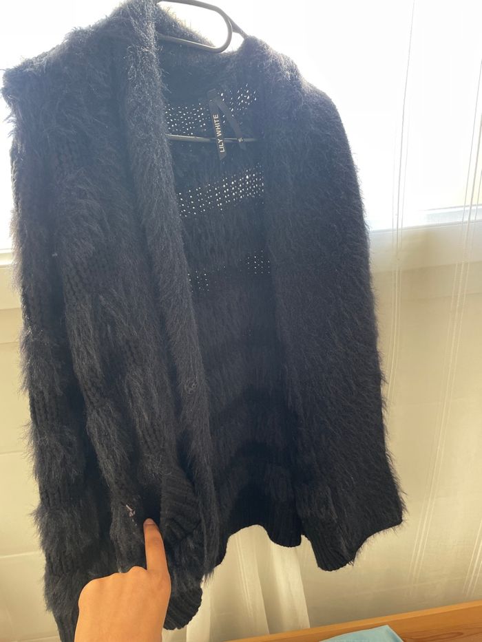 Gilet noir long à fourrure taille M L très bon état - photo numéro 3