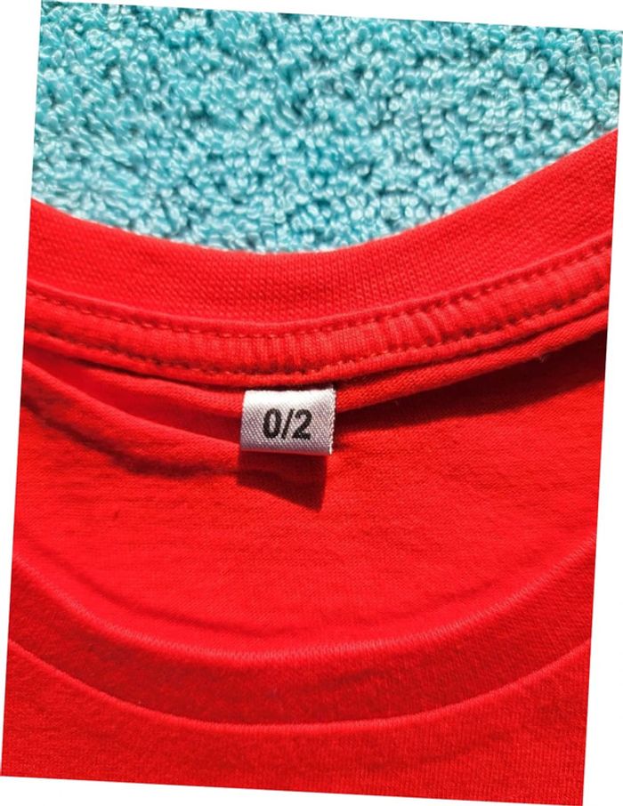 T-Shirt Manches Courtes 0/2 ans 100% coton rouge - photo numéro 2