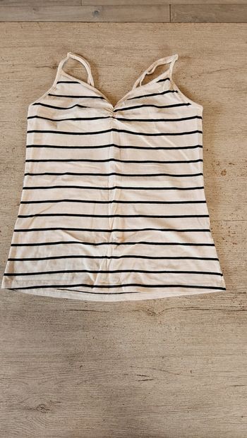 Débardeur beige à lignes noires H&M Divided, taille 42, nickel