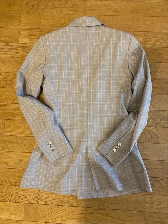 Blazer long cintré gris à carreaux taille 34 - photo numéro 5