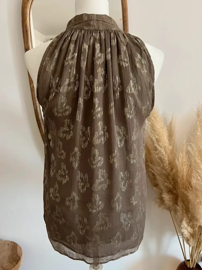 Blouse sans manches marron et doré Stella McCarteney - photo numéro 5