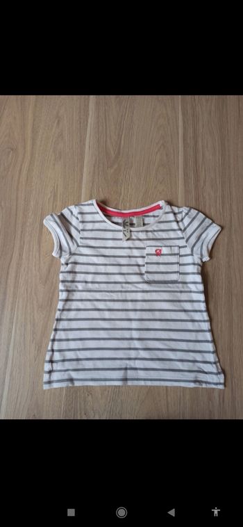 T-shirt marinière Okaïdi 4 ans blanc et gris