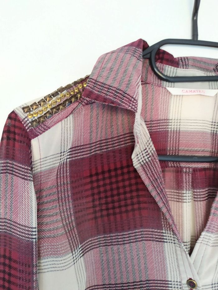 Chemisier a carreaux epaule paillettes - photo numéro 2