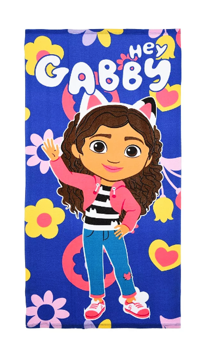 Serviette de bain Gabby et la maison magique pour enfants - Bleue - 70x140 cm