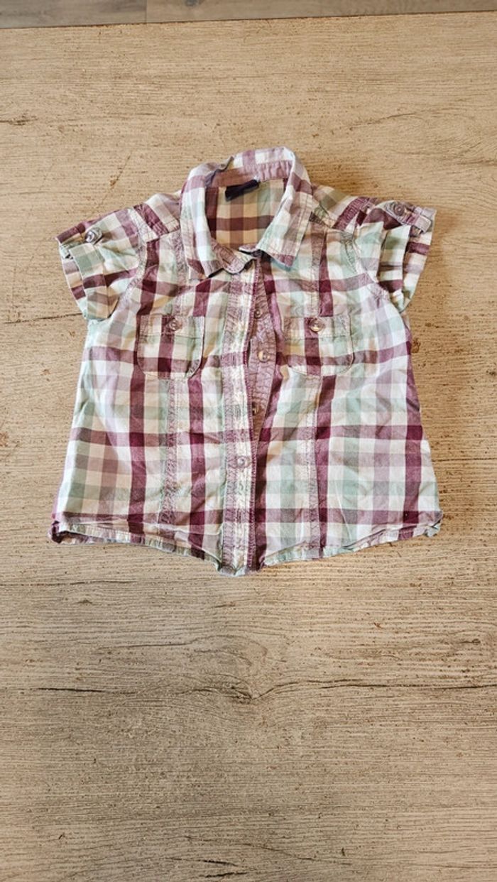 Chemise à carreaux, manches courtes, Sergent Major, 3 ans, nickel