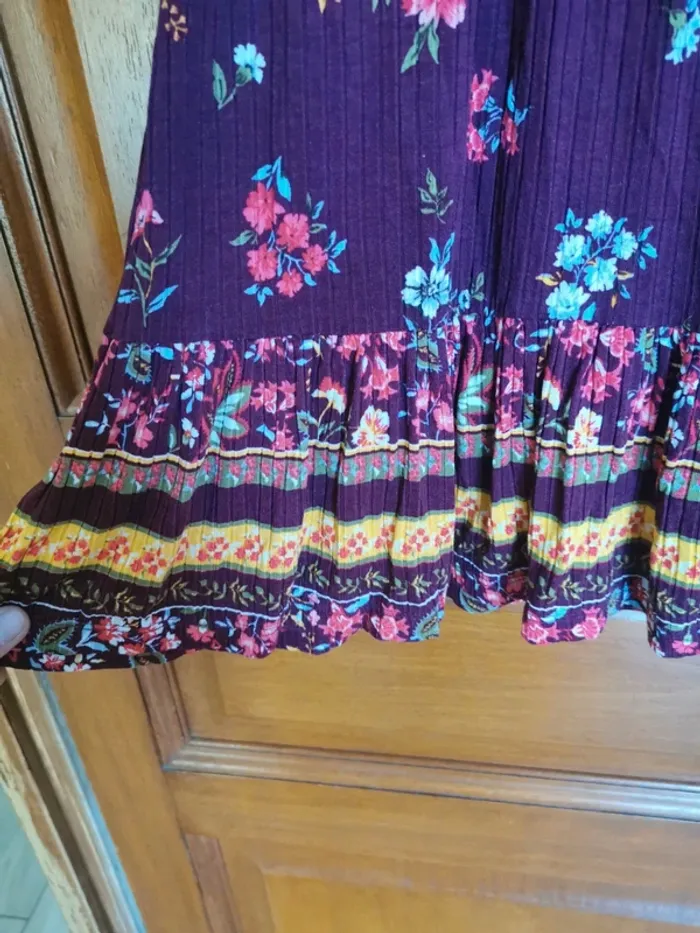 Robe bordeaux imprimé fleurs taille S - photo numéro 3