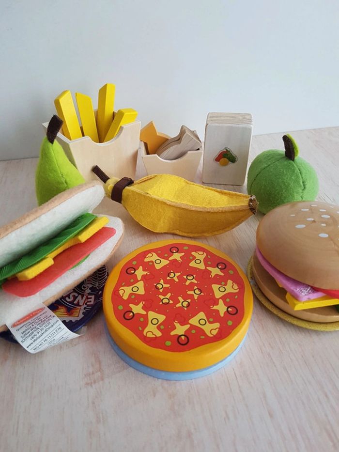 Aliments en tissu et dînette en bois fast-food - photo numéro 2