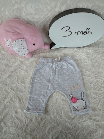 Pantalon style sarouel Fille 3 mois Lapin "Hello" Kiabi