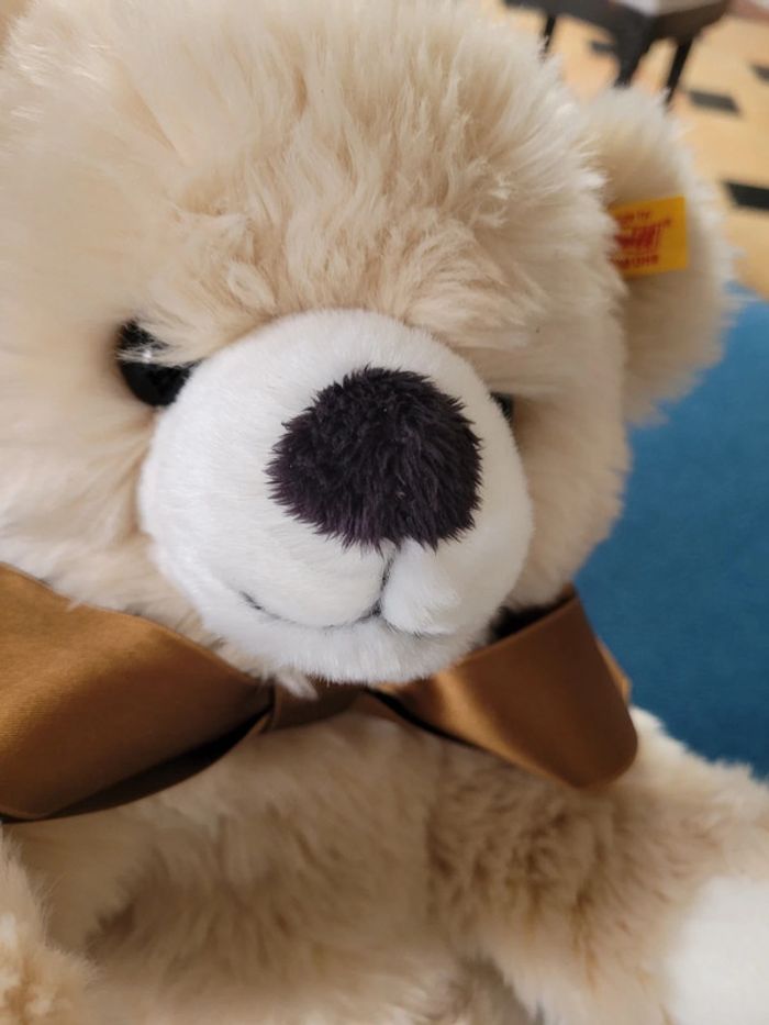 Grand Ours Steiff de collection 42cm noeud marron beige miel clair debout peluche - photo numéro 2