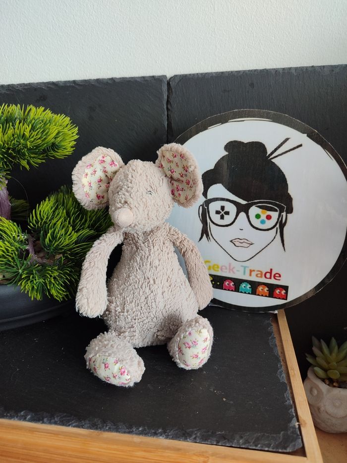 peluche souris jellycat small marron beige blanc fleur rose jelly 1958 blossom