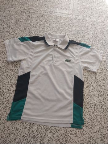 polo lacoste sport blanc noir vert taille 2 tennis casual